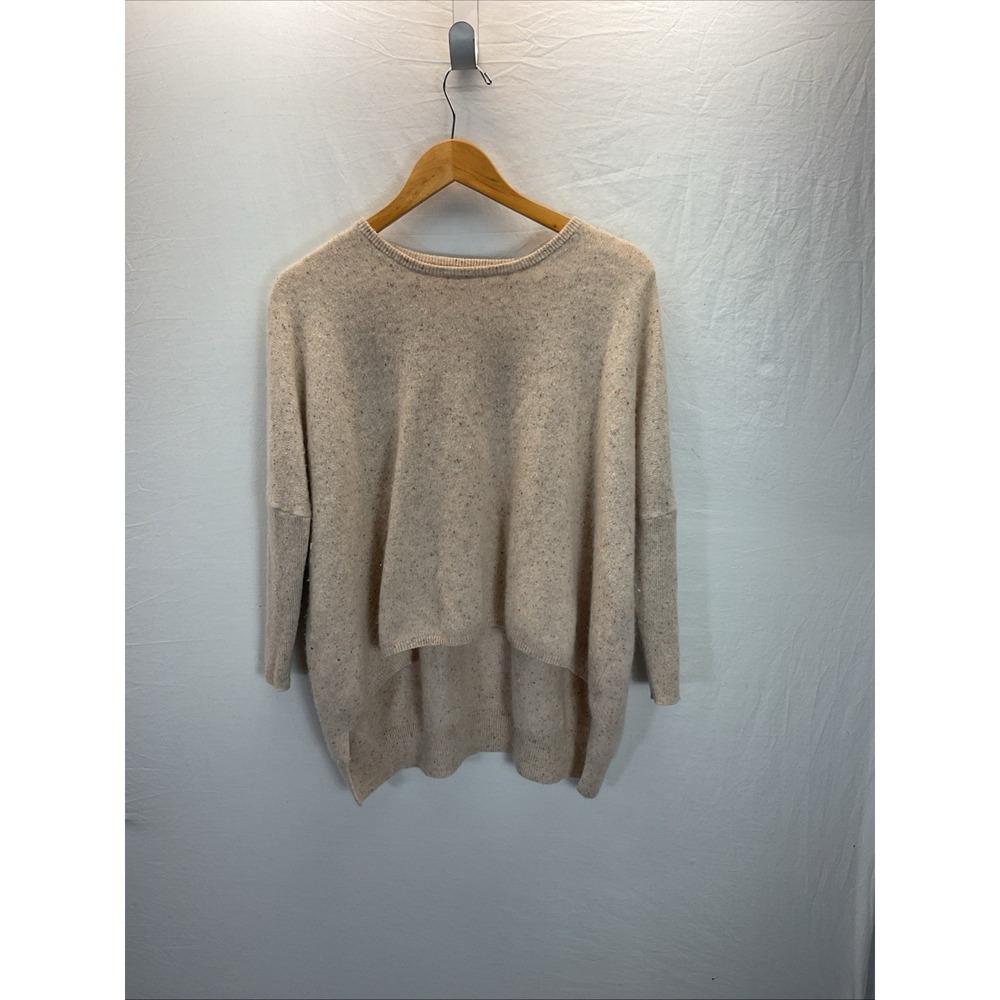 SUBTLE LUXURY 100% Cashmere Sweater XS/S Beige Spotted Round Neck Classic Soft